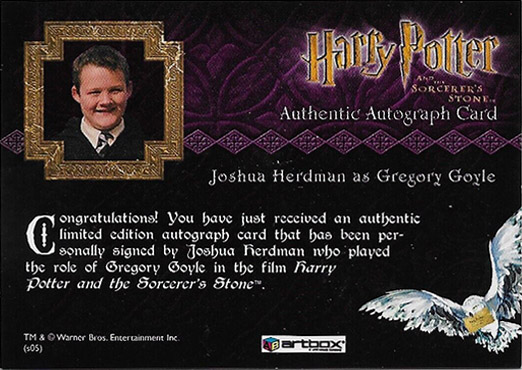 Joshua Herdman as Gregory Goyle - Back