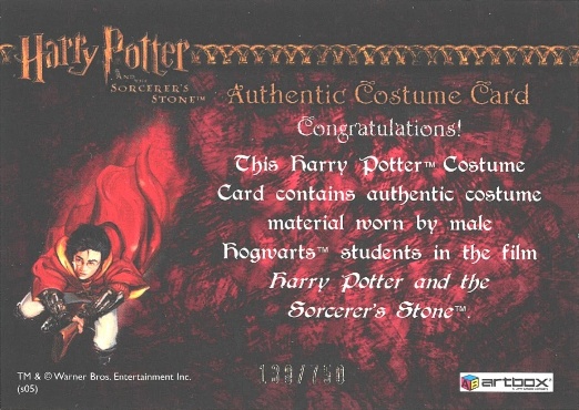 Male Hogwarts Students Costume - Back