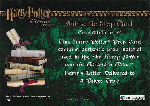 Harry's Letter Delivered to 4 Privet Drive - Back