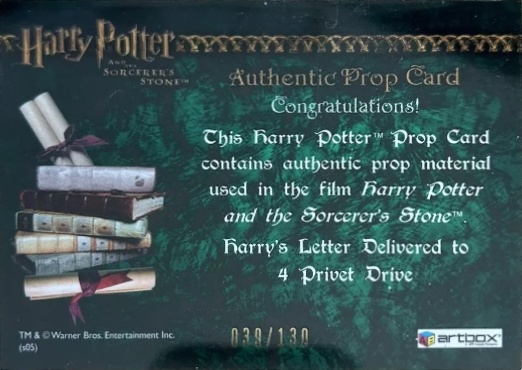 Harry's Letter Delivered to 4 Privet Drive - Back