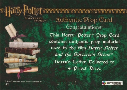 Harry's Letter Delivered to 4 Privet Drive - Back