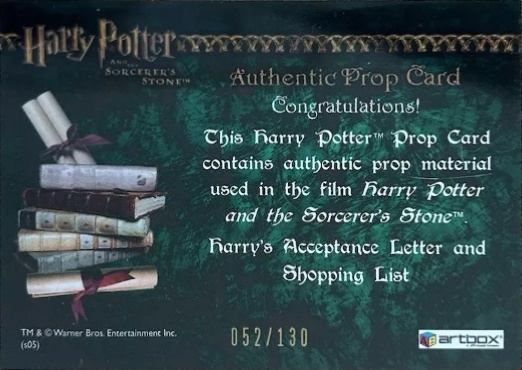Harry's Potter's Shopping List - Back