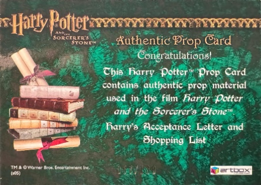 Harry's Potter's Shopping List - Back