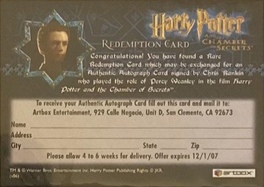 Redemption Card Reverse