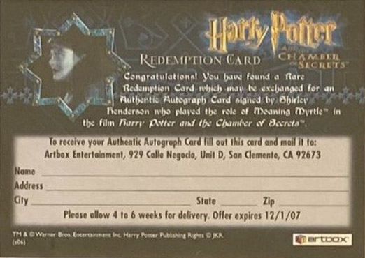 Redemption Card Reverse