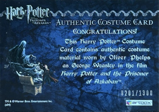 George Weasley's Red Quidditch Costume - Back