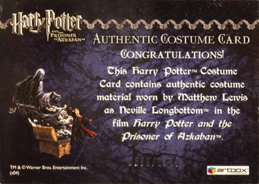 Neville Longbottom's Black Cloak - Back