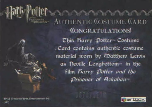 Neville Longbottom's Black Cloak - Back