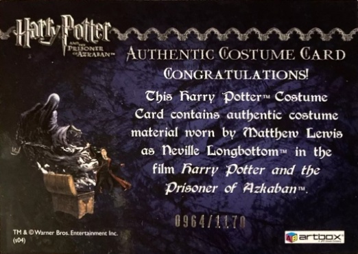 Neville Longbottom's Black Cloak - Back