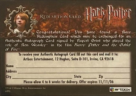 Redemption Card Reverse