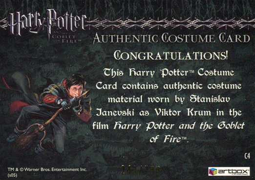 C4 - Viktor Krum's First Task Costume - Back