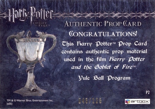 P2 - Yule Ball Program - Back