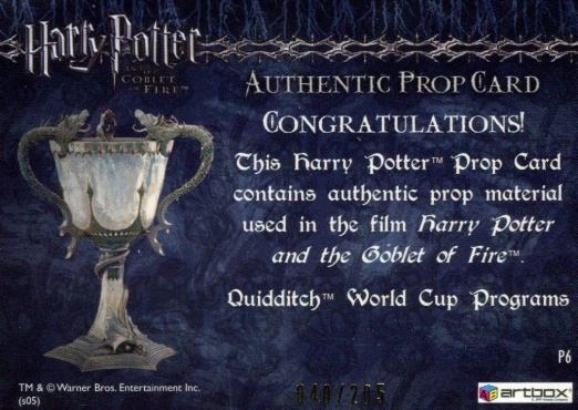 P6 - Quidditch World Cup Programs - Back
