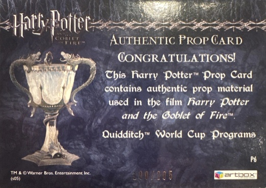 P6 - Quidditch World Cup Programs - Back