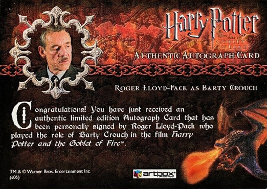 Roger Lloyd-Pack as Barty Crouch - Back