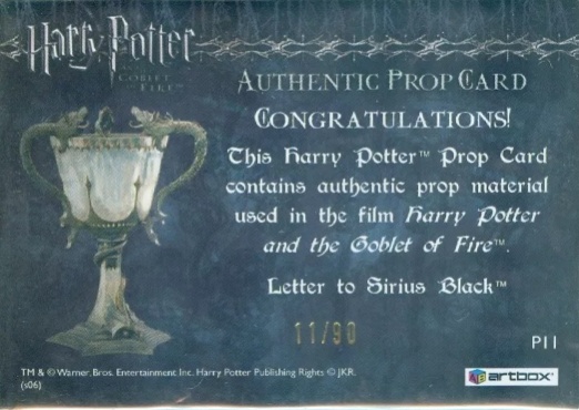 P11 - Letter to Sirius Black - Back