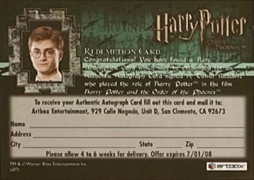 Redemption Card Reverse