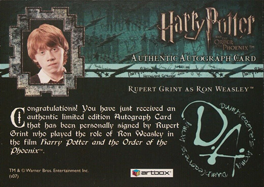 Rupert Grint as Ron Weasley - Back