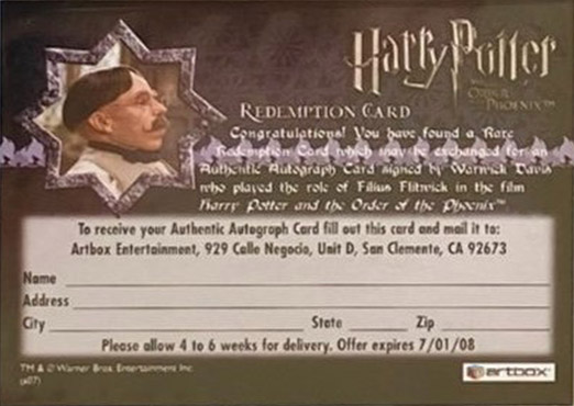 Redemption Card Reverse