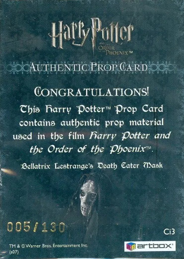 Ci3 - Bellatrix Lestrange's Death Eater Mask - Back