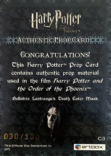 Ci3 - Bellatrix Lestrange's Death Eater Mask - Back