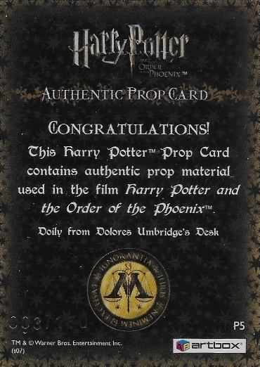 P5 - Doily From Dolores Umbridge's Desk - Back