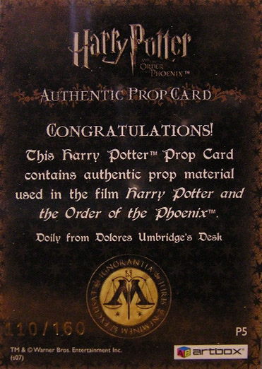 P5 - Doily From Dolores Umbridge's Desk - Back