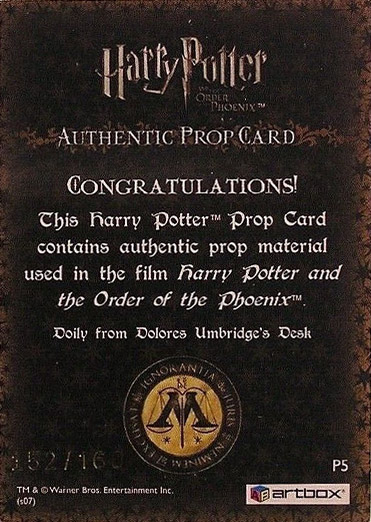 P5 - Doily From Dolores Umbridge's Desk - Back