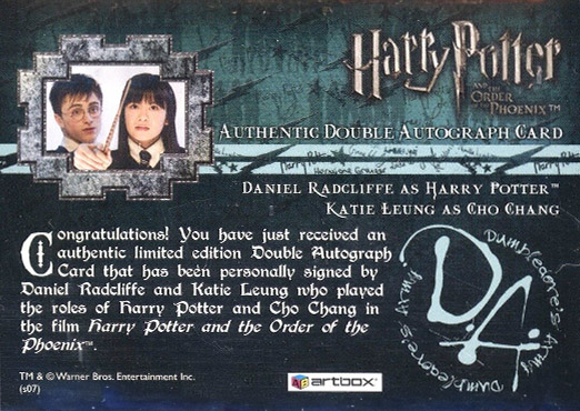 Daniel Radcliffe Katie Leung - Back