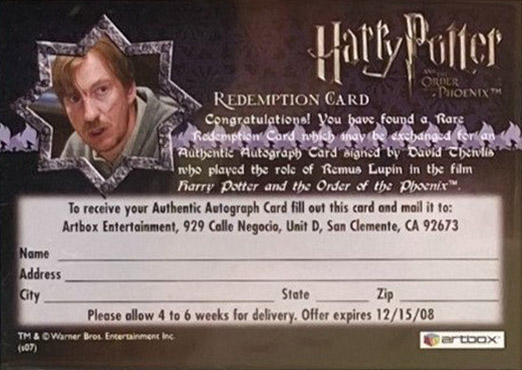 Redemption Card Reverse