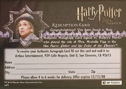 Redemption Card Reverse