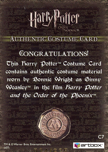 C7 - Ginny Weasley's Green Jacket - Back