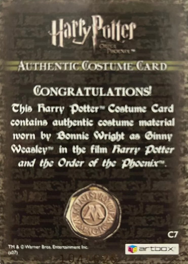 C7 - Ginny Weasley's Green Jacket - Back