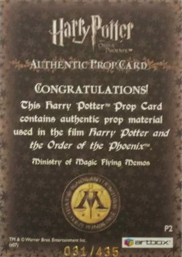 P2 - Ministry of Magic Flying Memos - Back