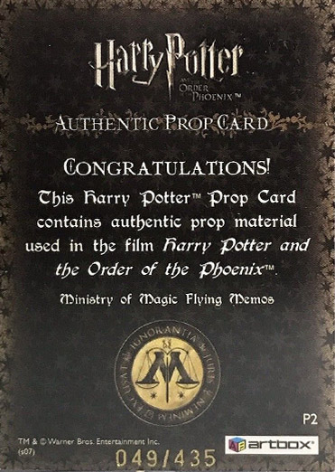 P2 - Ministry of Magic Flying Memos - Back