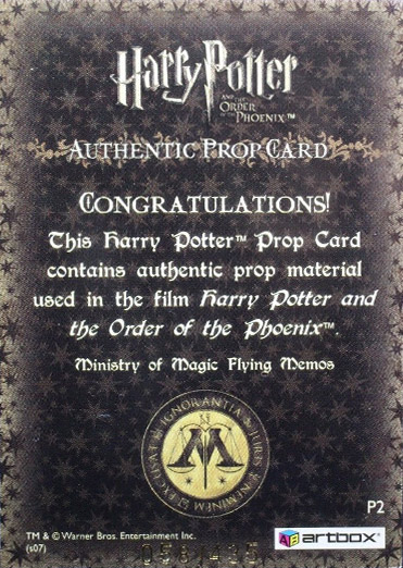 P2 - Ministry of Magic Flying Memos - Back