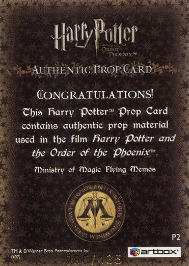 P2 - Ministry of Magic Flying Memos - Back