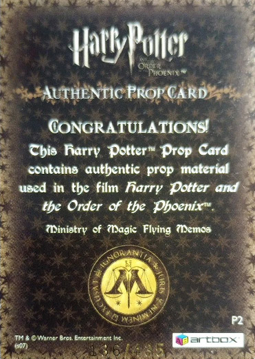 P2 - Ministry of Magic Flying Memos - Back