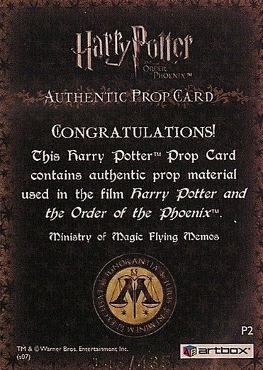 P2 - Ministry of Magic Flying Memos - Back