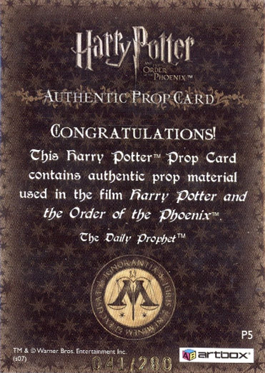 P5 - The Daily Prophet - Back