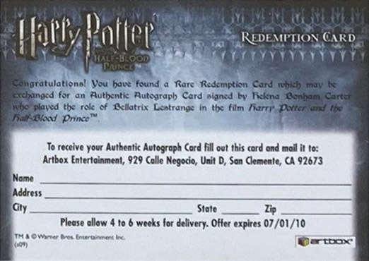 Redemption Card Reverse