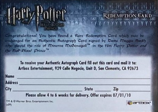 Redemption Card Reverse