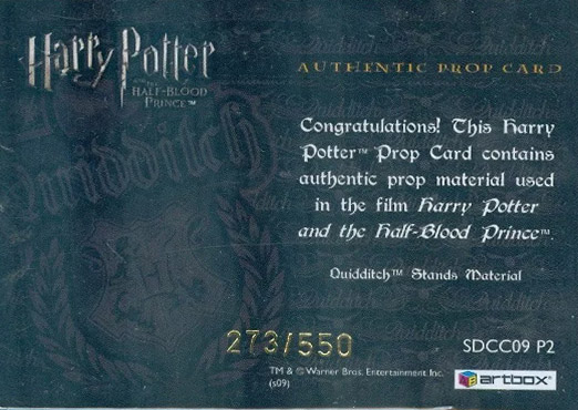 SDCC09 P2 - Hogwarts Quidditch Stand Material - Back