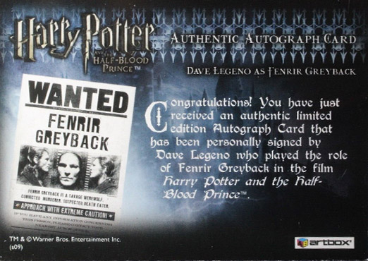 Dave Legano as Fenrir Greyback - Back