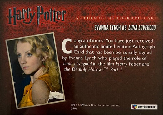 Evanna Lynch as Luna Lovegood - Back