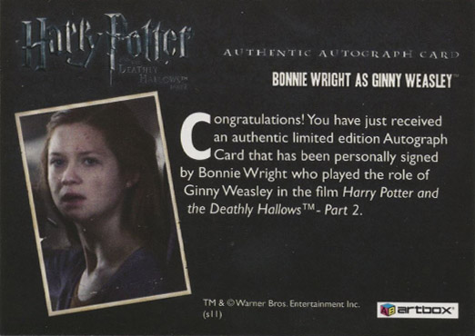 Bonnie Wright as Ginney Weasley - Back
