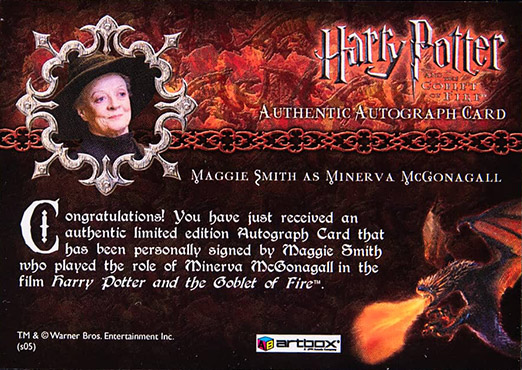 Maggie Smith as Minerva McGonagall - Back
