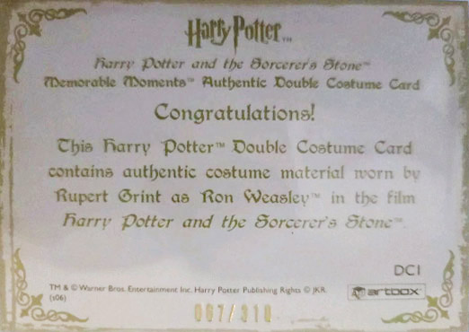 DC1 - Ron Weasley's School Uniform - Back