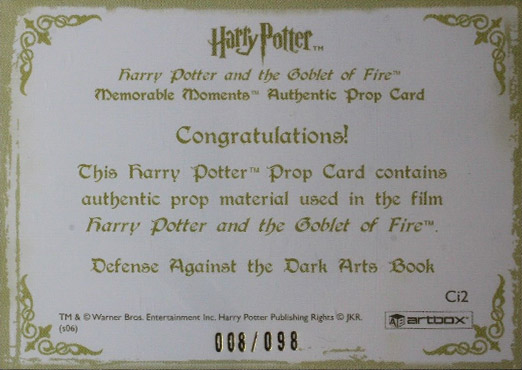 Ci2 - Defense Against the Dark Arts Book - Back