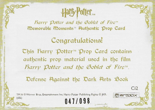 Ci2 - Defense Against the Dark Arts Book - Back